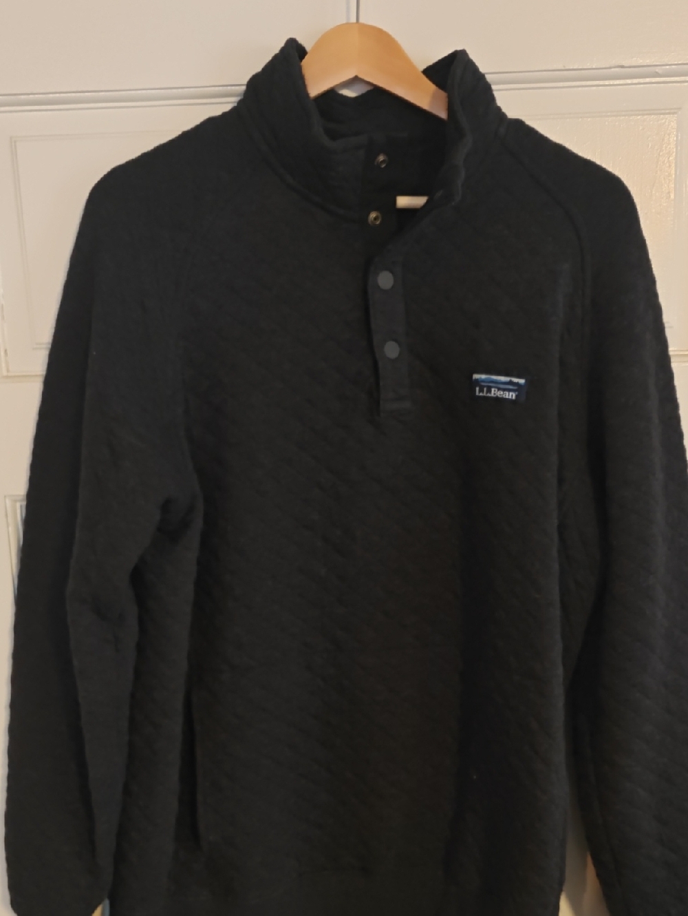 L.L. Bean Black Quilted Pullover Sweater